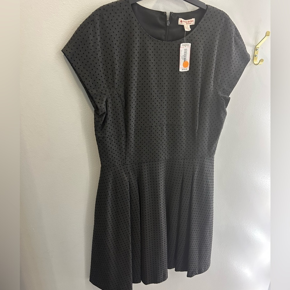 Brooks Brothers gray and black polka dot dress size 12 NWT